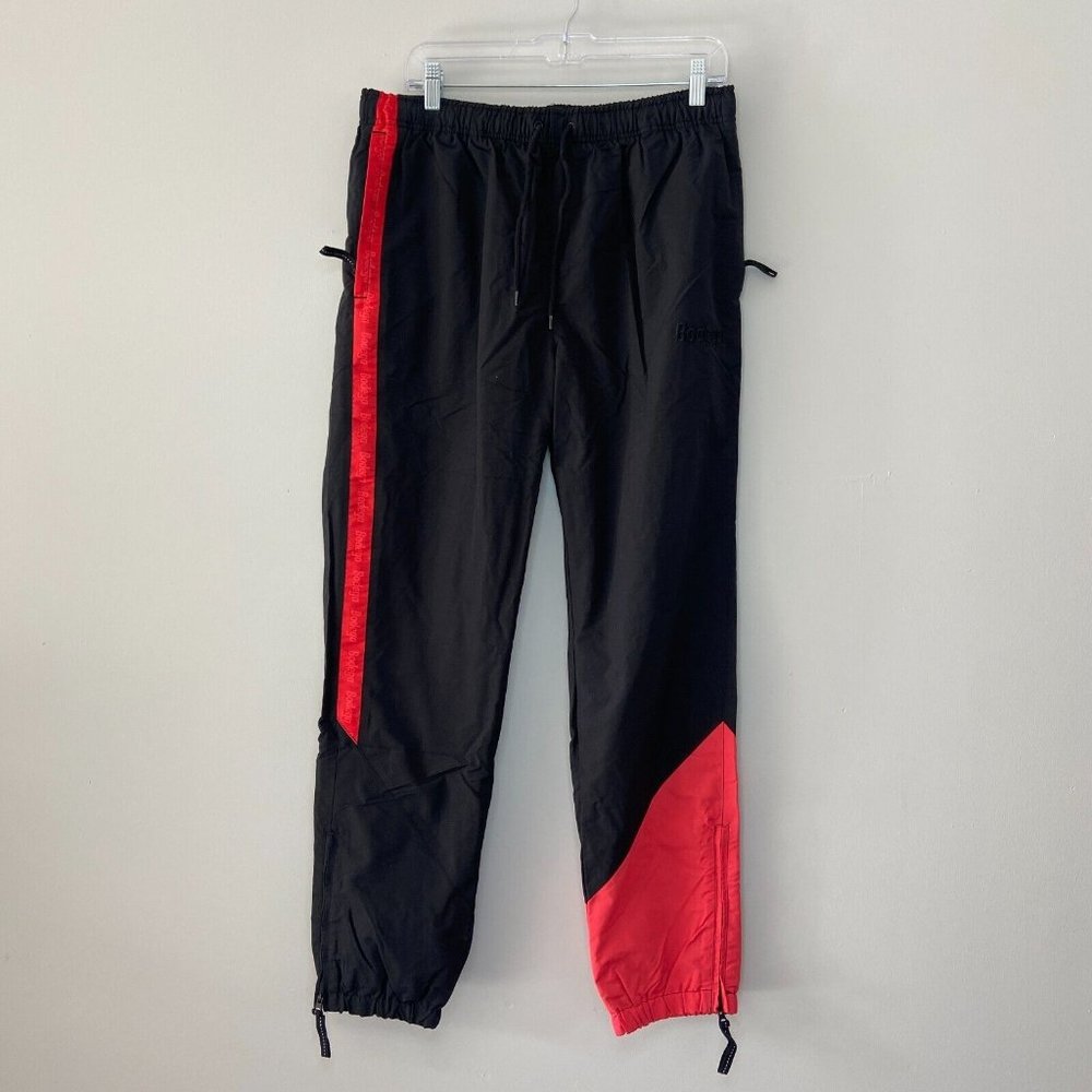 Bodega Men L Track Pants Jogger Street Wear Pull On Stretch Waist Black Red